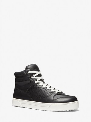 Férfi Michael Kors Barett Leather High-Top Sportcipő Fekete | HU2265LIH