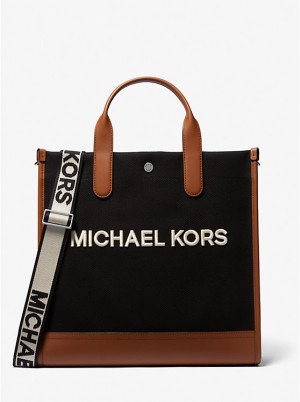 Férfi Michael Kors Brooklyn Slim Cotton Canvas Tote Bőrönd Fekete | HU2135ILX