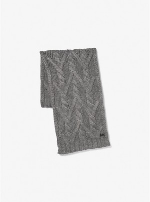 Férfi Michael Kors Cable Knit Sál ASH | HU2052BEL