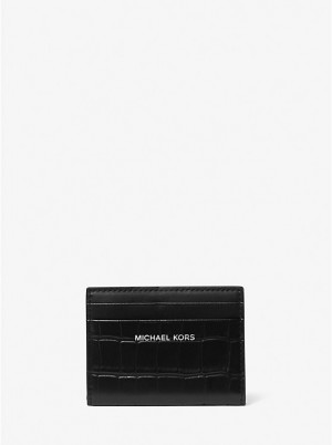 Férfi Michael Kors Hudson Crocodile Embossed Leather Bifold Pénztárca Fekete | HU2159XYK