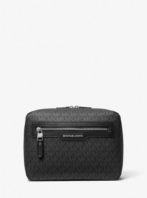 Férfi Michael Kors Hudson Logo Travel Kit Bőrönd Fekete | HU2139SGN