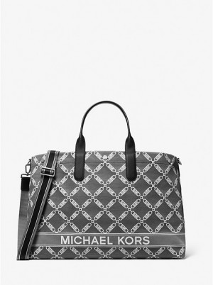 Férfi Michael Kors Hudson Oversized Empire Logo Jacquard Tote Bőrönd Fekete | HU2141FDM