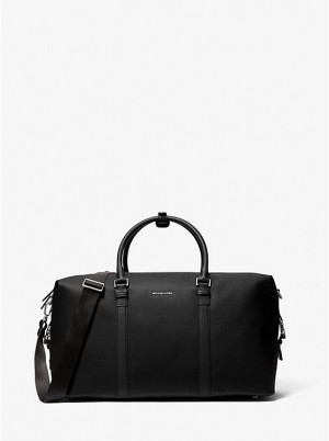 Férfi Michael Kors Hudson Pebbled Leather Duffle Táska Fekete | HU2131RVJ