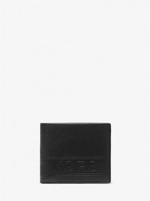 Férfi Michael Kors Hudson Pebbled Leather Billfold With Coin Pouch Pénztárca Fekete | HU2166FDN