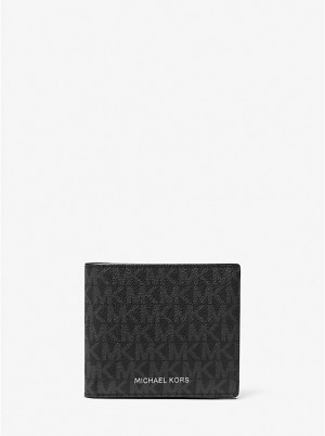 Férfi Michael Kors Hudson Signature Logo Billfold Pénztárca Fekete | HU2171OKE