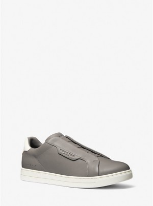 Férfi Michael Kors Keating Two-Tone Leather Slip-On Sportcipő Szürke | HU2277UZQ