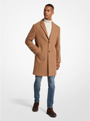 Férfi Michael Kors Kensington Woven Coat Kabát CAMEL | HU2188OKZ