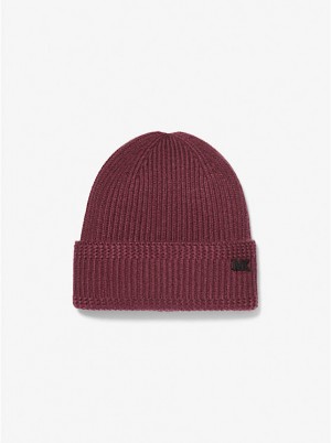 Férfi Michael Kors Ribbed Knit Beanie Kalap CORDOVAN | HU2051NWK