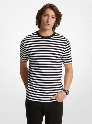 Férfi Michael Kors Striped Pima Cotton Póló Fekete | HU2262CTD