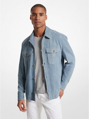 Férfi Michael Kors Suede Shirt Kabát CHAMBRAY | HU2197KOW