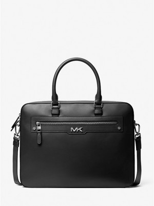 Férfi Michael Kors Varick Large Leather Aktatáska Fekete | HU2129WNG