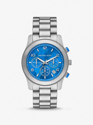 Férfi Michael Kors Watch Hunger Stop Oversized Runway Silver-Tone Óra Titán | HU2091HAR