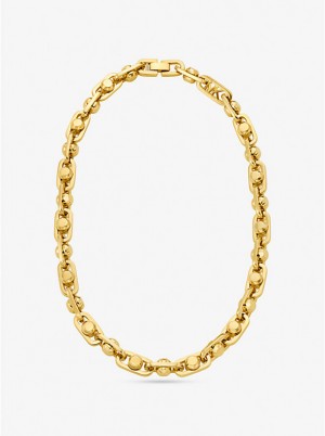 Női Michael Kors Astor Large Precious Metal-Plated Brass Link Nyaklánc Arany | HU1552RVT