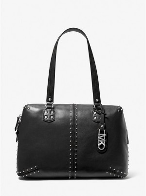 Női Michael Kors Astor Large Studded Leather Tote Fekete | HU1241EBK