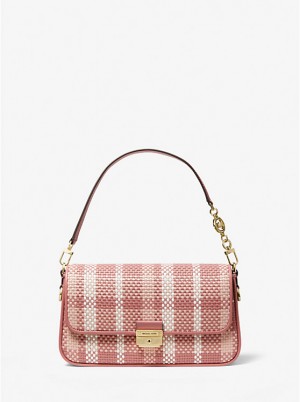 Női Michael Kors Bradshaw Small Woven Leather Convertible Válltáska Rózsaszín | HU1181AHS