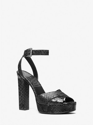 Női Michael Kors Cannon Python Embossed Leather Platform Szandál GRAPHITE | HU1799JPO