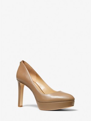 Női Michael Kors Chantal Leather Platform Magassarkú CASHEW | HU1741VRT