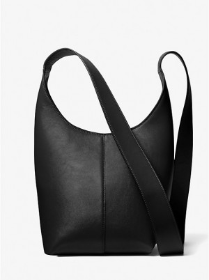 Női Michael Kors Dede Mini Leather Hobo Válltáska Fekete | HU1199ILE