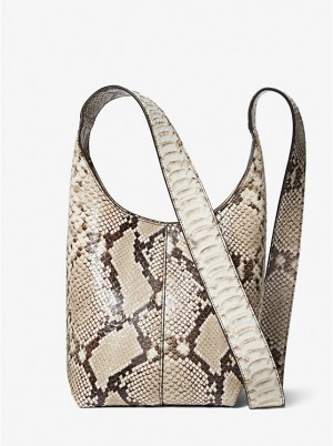 Női Michael Kors Dede Mini Python Embossed Leather Hobo Válltáska NATURAL | HU1201PJT