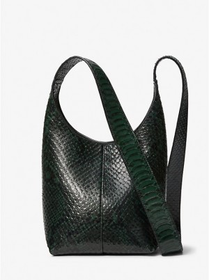 Női Michael Kors Dede Mini Python Embossed Leather Hobo Válltáska FOREST | HU1202AHY