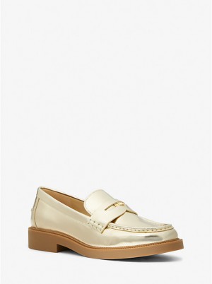 Női Michael Kors Eden Metallic Leather Loafers Arany | HU1707TCN