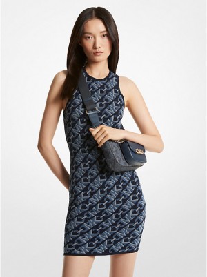 Női Michael Kors Empire Signature Logo Jacquard Tank Ruha MIDNIGHTBLUE | HU1292RVG