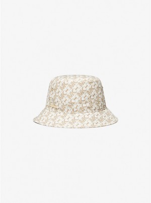 Női Michael Kors Empire Signature Logo Print Bucket Kalap BONE | HU1006VRM