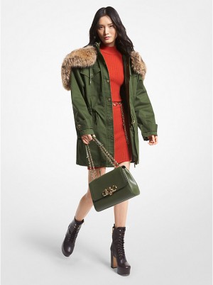 Női Michael Kors Faux Fur Trim Stretch Cotton Anorak Kabát JADE | HU1372NWF