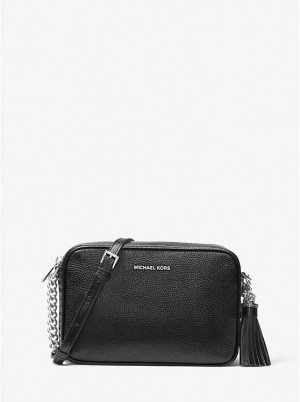 Női Michael Kors Ginny Leather Crossbody Táska Fekete | HU1083TCC