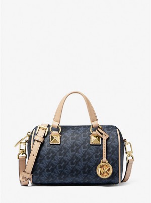 Női Michael Kors Grayson Small Empire Signature Logo Duffel Crossbody Táska ADMRL/PLBLUE | HU1085EBB