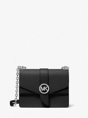 Női Michael Kors Greenwich Small Saffiano Leather Crossbody Táska Fekete | HU1088QMM