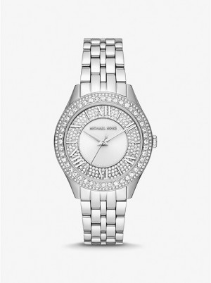 Női Michael Kors Harlowe Pavé Silver-Tone Óra Titán | HU1582MQI