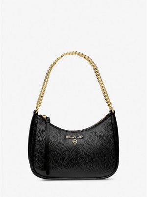 Női Michael Kors Jet Set Charm Small Pebbled Leather Pochette Válltáska Fekete | HU1217MQX