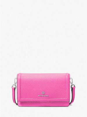 Női Michael Kors Jet Set Small Pebbled Leather Smartphone Convertible Crossbody Táska CERISE | HU1105KOJ