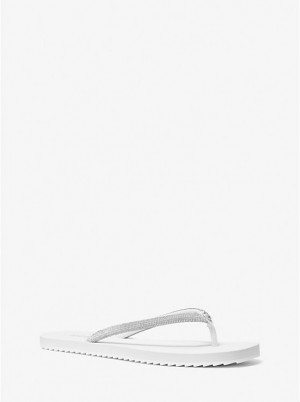 Női Michael Kors Jinx Crystal-Embellished Flip Flop Szandál Fehér | HU1886LIG