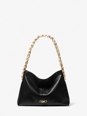 Női Michael Kors Jordyn Small Leather Válltáska Fekete | HU1220BEB