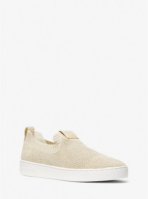 Női Michael Kors Juno Metallic Stretch Knit Slip-On Sportcipő Arany | HU1996NWJ