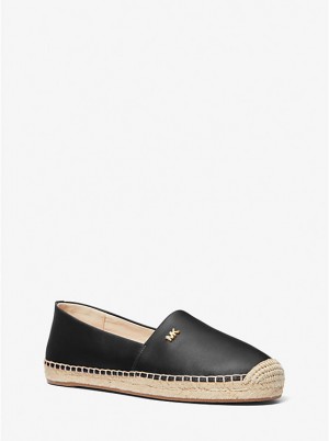 Női Michael Kors Kendrick Leather Slip-On Espadrille Lapos Cipő Fekete | HU1692ZUP