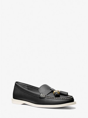 Női Michael Kors Kiernan Leather Loafers Fekete | HU1709EBM