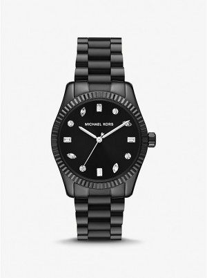 Női Michael Kors Lexington Pavé Black-Tone Óra Fekete | HU1590KOH