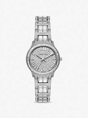 Női Michael Kors Limited-Edition Mini Sage Pavé Silver-Tone Óra Titán | HU1594FDZ