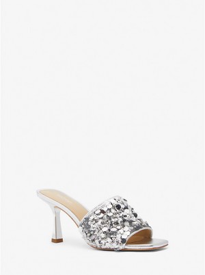 Női Michael Kors Limited-Edition Tessa Hand-Embellished Mule Szandál Titán | HU1910PJS