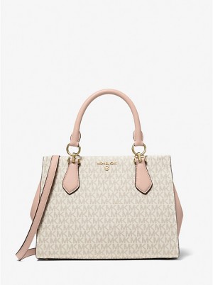 Női Michael Kors Marilyn Medium Logo Satchel Crossbody Táska Rózsaszín | HU1115NWM