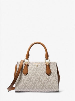 Női Michael Kors Marilyn Small Logo Crossbody Táska VANILLA/ACORN | HU1119XYR