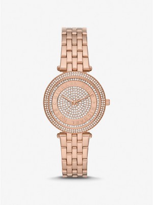 Női Michael Kors Mini Darci Pavé Rose Gold-Tone Óra Rózsaszín Arany | HU1602YXQ