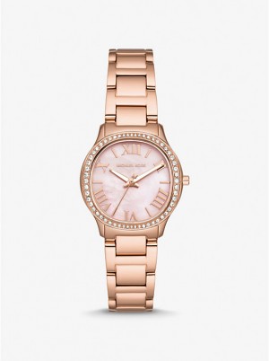 Női Michael Kors Mini Sage Pavé Rose Gold-Tone Óra Rózsaszín Arany | HU1611RVP