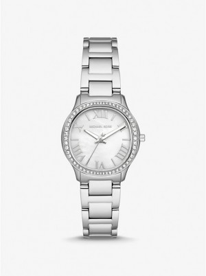 Női Michael Kors Mini Sage Pavé Silver-Tone Óra Titán | HU1612TCA