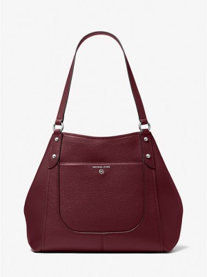 Női Michael Kors Molly Large Pebbled Leather Válltáska MERLOT | HU1229GSY