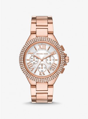 Női Michael Kors Oversized Camille Pavé Rose Gold-Tone Óra Rózsaszín Arany | HU1618AHJ