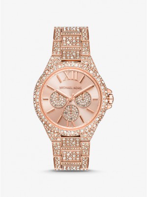 Női Michael Kors Oversized Camille Pavé Rose Gold-Tone Óra Rózsaszín Arany | HU1619SGK